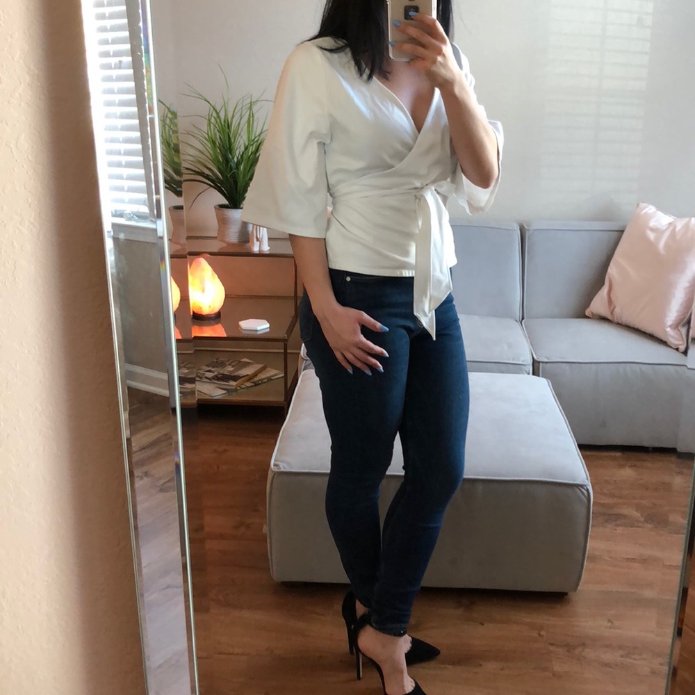 Express White Tie Blouse